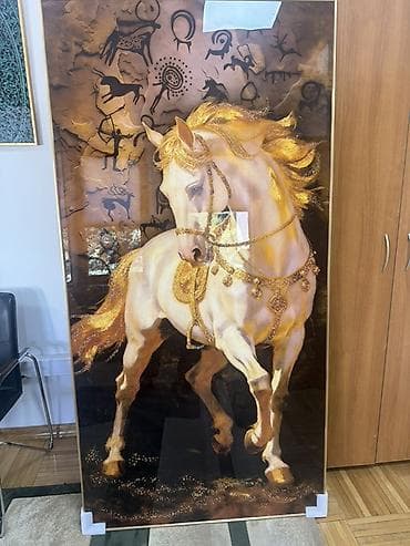 мягкий мебель в рассрочку: Панно/картина на стекле с изображением белого коня - Большое — 1