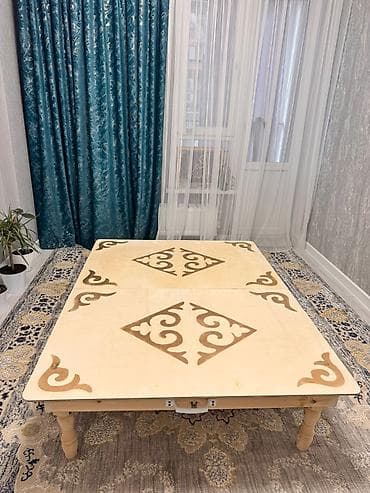 детскую кровать и письменный стол: Национальный кыргызский стол, Раскладной, Дерево — 6