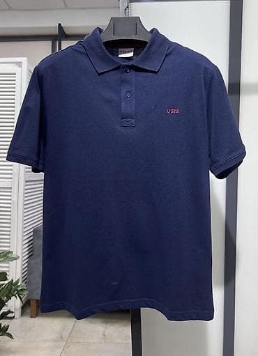 мектеп кийим: Эркектердин футболкасы, S, M, L, Us Polo Assn, Жаңы, түсү - Көк, Өзү алып кетүү, Акылуу жеткирүү — 1