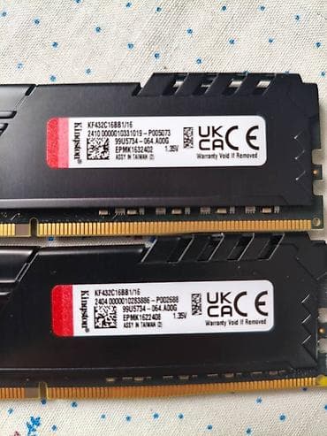 Оперативная память (RAM): Оперативная память, Новый, Kingston Fury, 16 ГБ, DDR4, 3200 МГц, Для ПК — 1