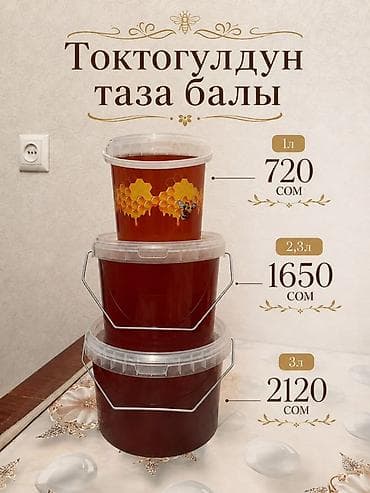 Продукты питания: Токтогульский чистый мёд - Натуральный мёд тёмного янтарного цвета в — 1