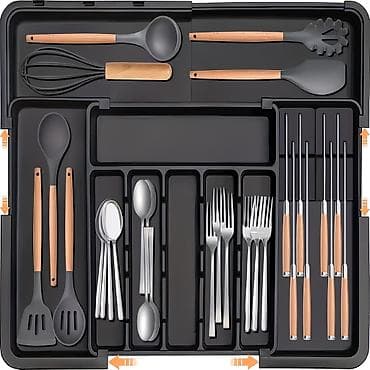 Органайзер для кухонных ящиков с расширяемыми секциями -