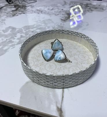 Комплект из серебра 925 пробы с натуральными камнями Ларимар - — 3