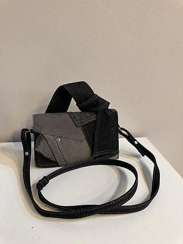 acne studio: Сумка ZARA через плечо из денима в стиле пэчворк - Материал: плотный — 1