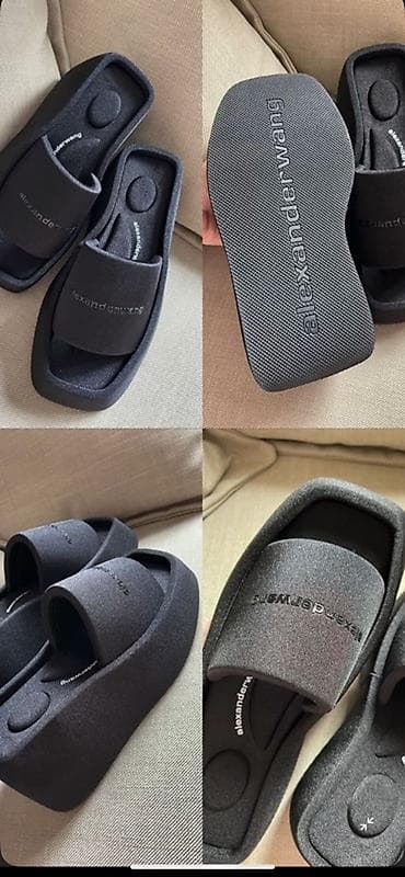 Сандалии Alexander Wang - Модель: платформенные слайдеры с квадратным at lalafo.kg Сандалии Alexander Wang - Модель: платформенные слайдеры с квадратным