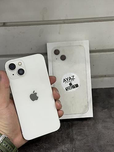 телефон iphone 8: IPhone 13, Б/у, 128 ГБ, Белый, Коробка, 86 % — 1