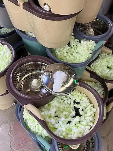 Ведро с центрифугой для отжима и насадками из микрофибры (система at lalafo.kg Ведро с центрифугой для отжима и насадками из микрофибры (система