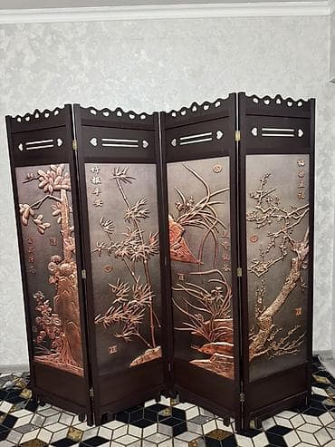 50: Ширма, перегородка Материал: Дерево, Колличество секций: 4, С резьбой, Для салона — 1