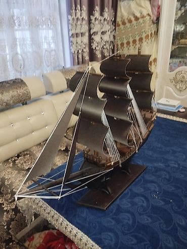 Искусство и коллекционирование: Декоративная модель парусного корабля большого размера на подставке — 2