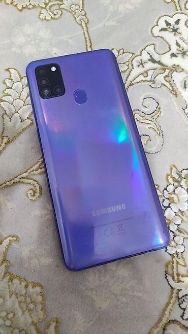 телео: Samsung Galaxy A21S, Б/у, 64 ГБ, цвет - Синий, 2 SIM — 3