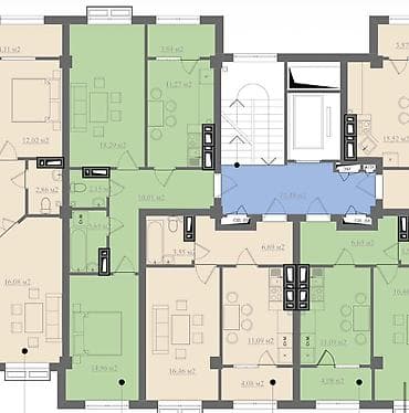 2 room flat: 2 комнаты, 65 м², 5 этаж — 10