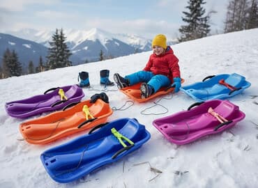 купить прикормочный кораблик бу: Детские пластиковые санки-ледянки с ручным тормозом - Эргономичная — 3