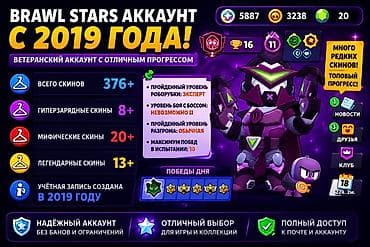 Техника жана электроника: Brawl Stars — аккаунт с 2019 года - Ветеранский аккаунт с отличным — 1