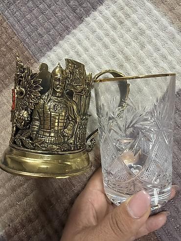 кухонная доска: Подарочный набор для чая: подстаканник с хрустальным стаканом и ложкой — 2