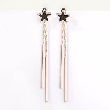 Серьги клипсы стильные женские (ювелирная сталь), длина подвески