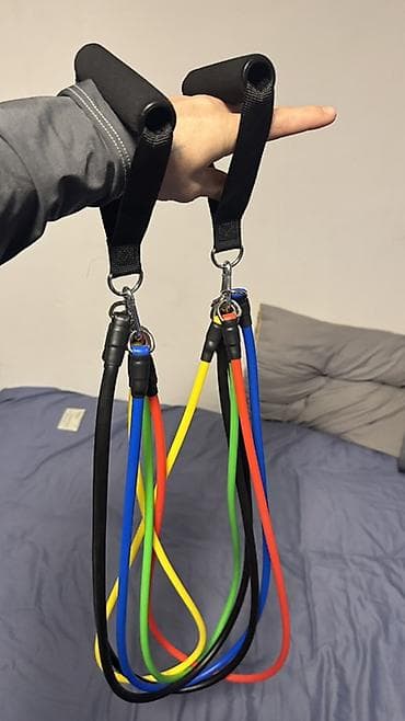 Турники и брусья: Набор эспандеров-резинок для фитнеса с ручками Комплектация: - 5 — 1