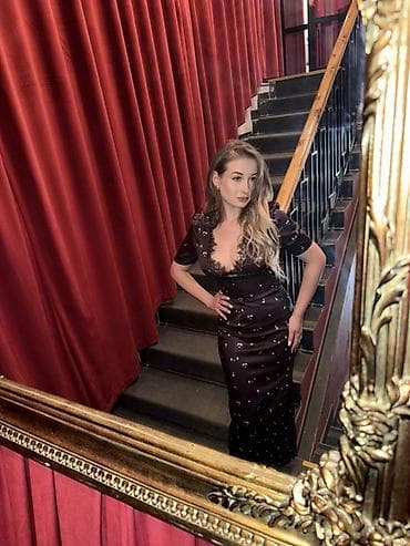 цена лабубу: Элегантное вечернее платье в пол - Цвет: глубокий чёрный с мелким — 3