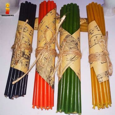 Свечи в ассортименте жёлтый, красный, черный, зелёный, голубой