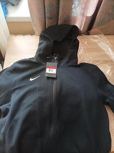 Толстовка Nike мужская с молнией и капюшоном - Цвет: черный - Размер