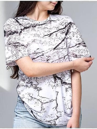 одежди: Мужская футболка с принтом “мрамор/ветви”. - Материал: 100% хлопок — — 8