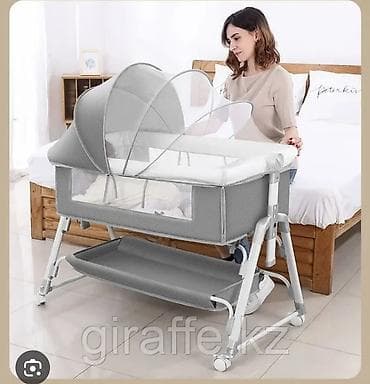 Детские стулья: Детская приставная кроватка, Б/у, С колесиками, цвет - Серый — 3