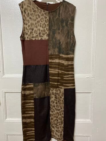 леопардовое платье в пол: Повседневное платье, Турция, Осень-весна, Короткая модель, Турецкое, S — 1