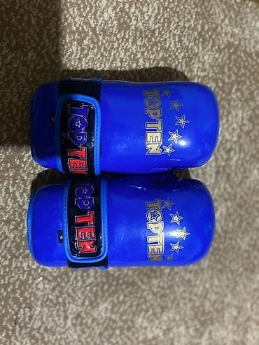 Перчатки: Комплект экипировки для единоборств (синий): - Шлем MOOTO с полной — 6