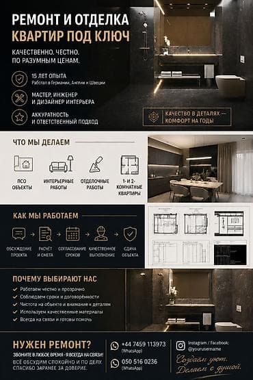 Ремонт квартир под ключ | Качественно и в срок Выполняем ремонт
