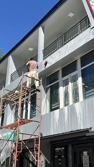 мокрый фасад: Уборка территории, Мойка фасада — 4