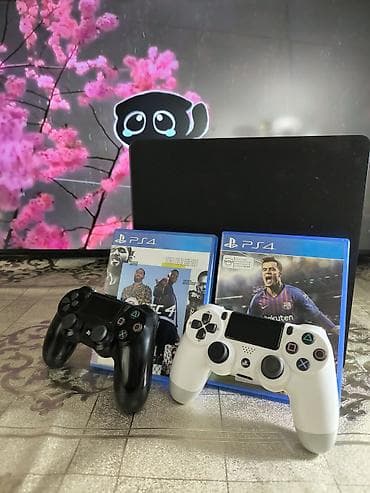 Видео оюндар жана приставкалар: Продаю PlayStation 4 Slim на 1 ТБ в отличном состоянии. Консоль — 2