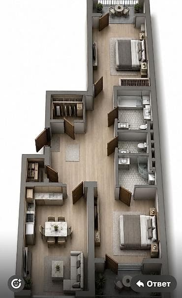 2 комнаты, 74 м², Орто-Сай с. Элитка, 11 этаж — 2
