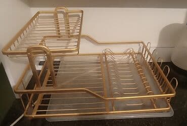 сушилка для посуда: Двухъярусная сушилка для посуды с поддоном. - Материал: металлическая — 3