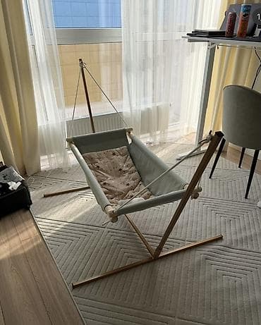 Детский шезлонг, Качалка, Дерево, цвет - Коричневый — 3