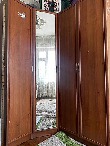 шкаф с зеркалой: Шифоньер, шкаф для одежды, Угловой, ЛДСП — 3