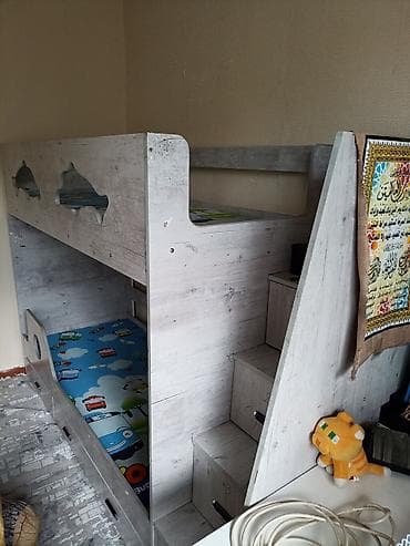 кульман купить: Двухъярусная детская кровать, ЛДСП, цвет - Серый — 4