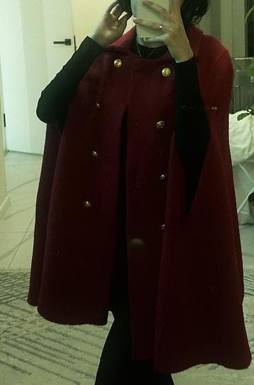 Пальто, Пончо, Осень-весна, Короткая модель, С поясом