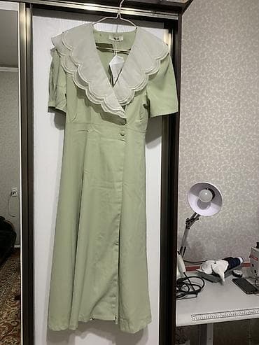 летние платье: Платье миди салатового цвета с крупным контрастным — 3