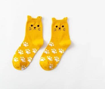 чебурашка из плюшевой пряжи: Высококачественные 100% хлопковые милые носки с мультяшным котом — 5