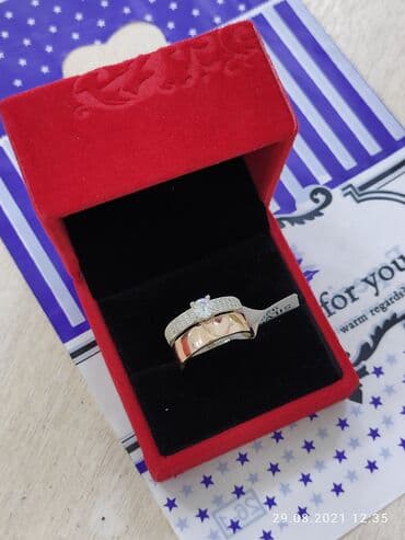 свадебное платья для беременных: Колечка 2в1 Серебро покрыто золотом пробы 925 Камни фианиты Размеры — 2