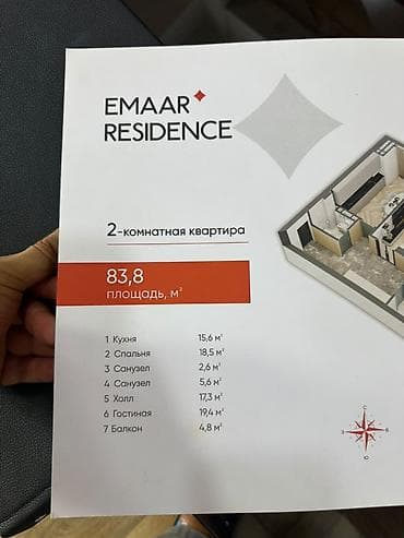 osh flat: 2 комнаты, 85 м², Пишпек Элитка, 4 этаж, ПСО (под самоотделку) — 3