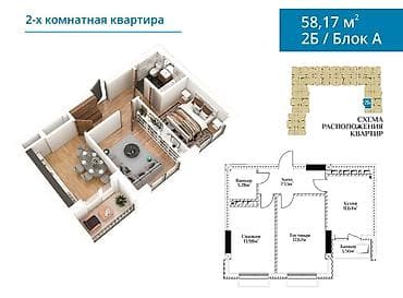 участки продаю: 2 комнаты, 57 м², Элитка, 12 этаж, Готовая ПСО (под самоотделку) — 1