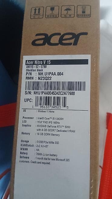 acer al1717: Acer Nitro V 15 (ANV15-52-57BB), цвет Obsidian Black Ключевые — 1