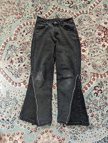 Джинсы, Клеш, Высокая талия, Вареные, L