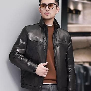 кожаный куртки мужской: Кожаная куртка, Классическая модель, Натуральная кожа, С утеплителем, 5XL — 4