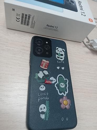 стекло ремонт: Redmi, Redmi 12, Б/у, 128 ГБ, цвет - Черный, 2 SIM — 1