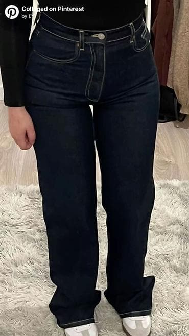 Джинсы, Прямые, Высокая талия, Стрейч, S, M — 1