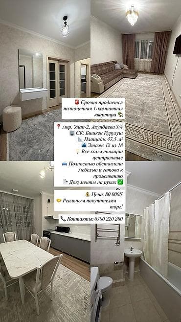 с подсилением улан 2: 1 комната, 48 м², Элитка, 12 этаж — 1