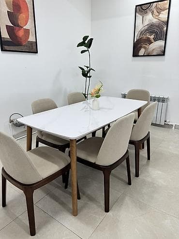dinner table: Кухонный стол и стул, цвет - Белый — 4