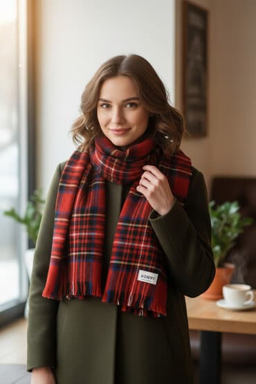 брендовые шарфы: Шарф, Новый, Женские, цвет - Красный — 1