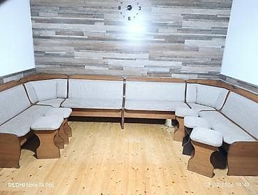 Офис эмереги: Ашкана үчүн жумшак бурчек, Жыгач, түсү - Саргыч боз — 1